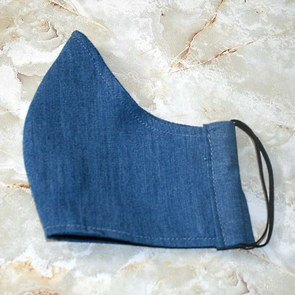 HAND CRAFTED Face Mask Denim Chambray Adult Cloth Fabric Solid - Shield Style
